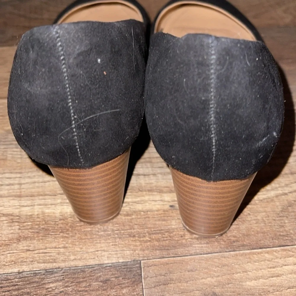 LOFT Black Suede Wedge Pumps